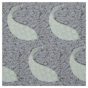 Vintage Art Nouveau Blue Peacock Print Verneuil Fabric