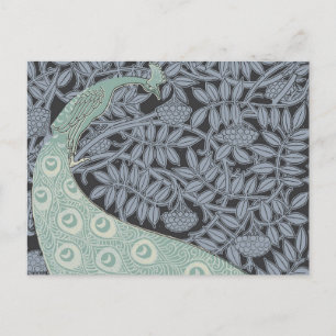 Vintage Art Nouveau Blue Peacock Print Verneuil Postcard