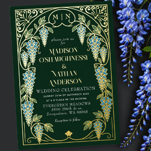 Vintage Art Nouveau Blue Wisteria Wedding