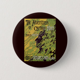 Vintage Art Nouveau Book, Captain Horn Adventures 6 Cm Round Badge