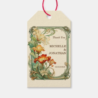 Vintage Art Nouveau Botanical Mucha Thank You Gift Tags
