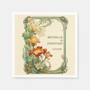 Vintage Art Nouveau Botanical Mucha Thank You Napkin