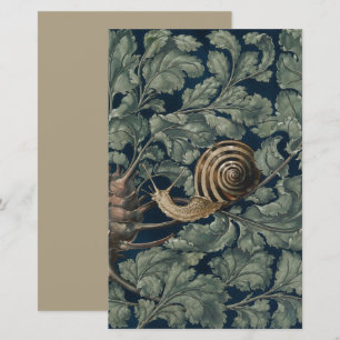 Vintage Art Nouveau Botanical Snail Antique
