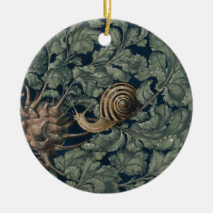 Vintage Art Nouveau Botanical Snail Antique Ceramic Tree Decoration