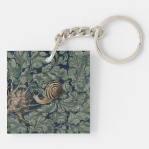 Vintage Art Nouveau Botanical Snail Antique Key Ring