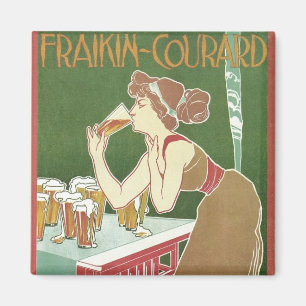 Vintage Art Nouveau Brasserie Fraikin-Courard Beer Magnet