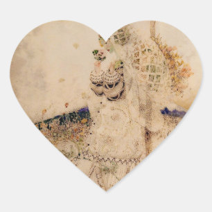 Vintage Art Nouveau Bridal Shower Heart Sticker