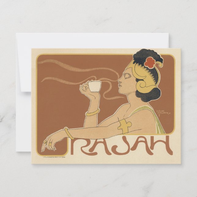 Vintage Art Nouveau Cafe Rajah, Lady with Coffee (Front)