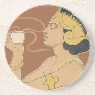 Vintage Art Nouveau Cafe Rajah, Lady with Coffee Coaster