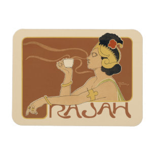 Vintage Art Nouveau Cafe Rajah, Lady with Coffee Magnet