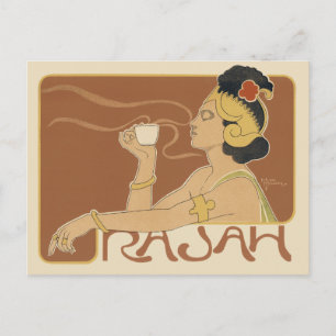 Vintage Art Nouveau Cafe Rajah, Lady with Coffee Postcard
