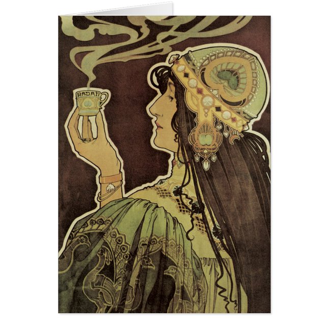 Vintage Art Nouveau Cafe Rajah, Woman with Coffee (Front)