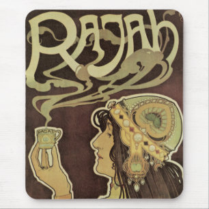 Vintage Art Nouveau Cafe Rajah, Woman with Coffee Mouse Pad