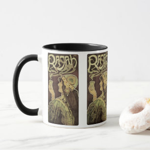 Vintage Art Nouveau Cafe Rajah, Woman with Coffee Mug