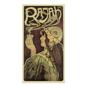 Vintage Art Nouveau Cafe Rajah, Woman with Coffee Photo Print