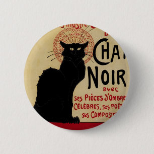 Vintage Art Nouveau, Ce Soir Chat Noir Black Cat 6 Cm Round Badge