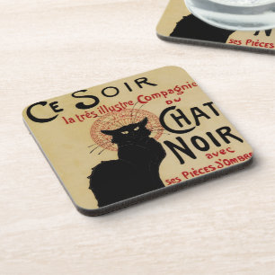 Vintage Art Nouveau, Ce Soir Chat Noir Black Cat Coaster