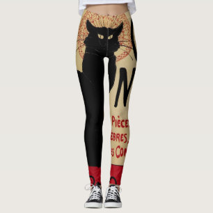 Vintage Art Nouveau, Ce Soir Chat Noir Black Cat Leggings