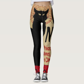Vintage Art Nouveau, Ce Soir Chat Noir Black Cat Leggings