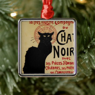 Vintage Art Nouveau, Ce Soir Chat Noir Black Cat Metal Tree Decoration