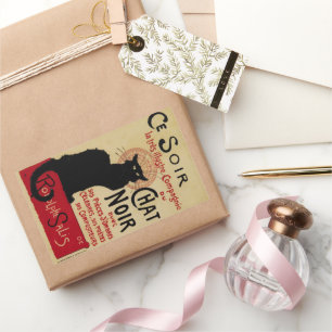 Vintage Art Nouveau, Ce Soir Chat Noir Black Cat Rectangular Sticker