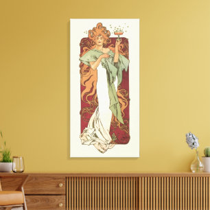 Vintage Art Nouveau, Champagne by Alphonse Mucha Canvas Print