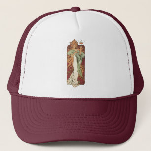 Vintage Art Nouveau, Champagne by Alphonse Mucha Trucker Hat