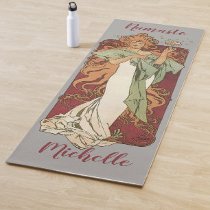 Vintage Art Nouveau, Champagne by Alphonse Mucha Yoga Mat