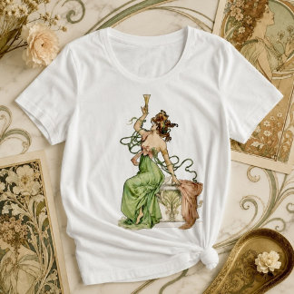Vintage Art Nouveau Champagne Lady Illustration Plus Size T-Shirt