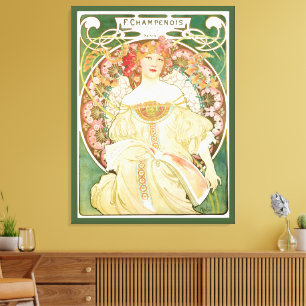 Vintage Art Nouveau, Champenois by Alphonse Mucha Canvas Print