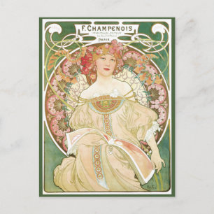 Vintage Art Nouveau, Champenois by Alphonse Mucha Postcard