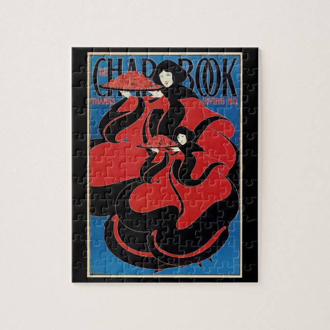 Vintage Art Nouveau Chap Book Thanksgiving Jigsaw Puzzle (Vertical)