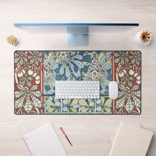 Vintage Art Nouveau Chestnut Floral Pattern Desk Mat