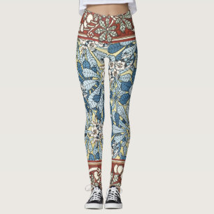 Vintage Art Nouveau Chestnut Floral Pattern Leggings