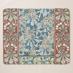Vintage Art Nouveau Chestnut Floral Pattern Sherpa Blanket