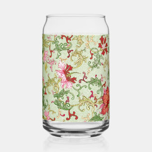 Vintage Art Nouveau Chinese Floral Chinoiserie Can Glass