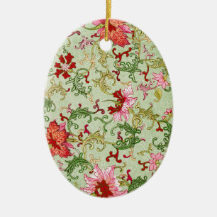 Vintage Art Nouveau Chinese Floral Chinoiserie Ceramic Tree Decoration