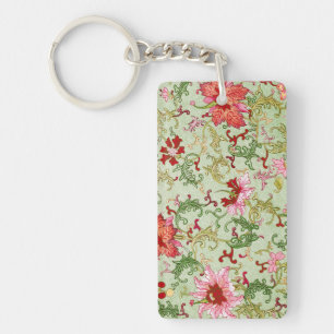 Vintage Art Nouveau Chinese Floral Chinoiserie Key Ring