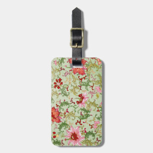 Vintage Art Nouveau Chinese Floral Chinoiserie Luggage Tag