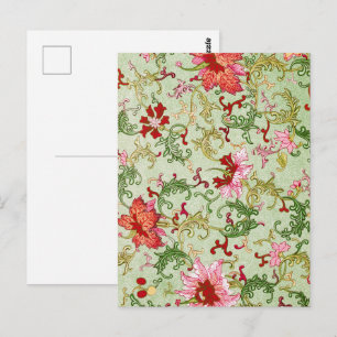 Vintage Art Nouveau Chinese Floral Chinoiserie Postcard