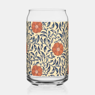 Vintage Art Nouveau Chinese Peony Floral Pattern Can Glass