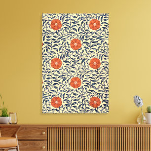 Vintage Art Nouveau Chinese Peony Floral Pattern Canvas Print