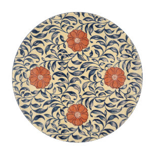 Vintage Art Nouveau Chinese Peony Floral Pattern Cutting Board