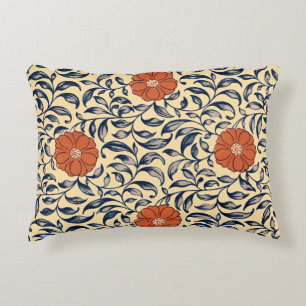 Vintage Art Nouveau Chinese Peony Floral Pattern Decorative Cushion