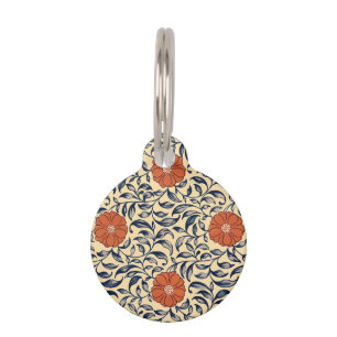 Vintage Art Nouveau Chinese Peony Floral Pattern Pet Tag