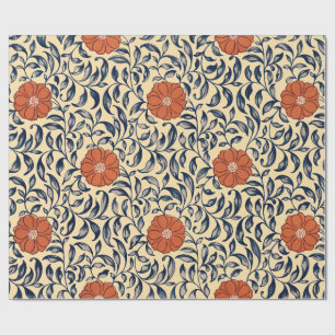 Vintage Art Nouveau Chinese Peony Floral Pattern Wrapping Paper