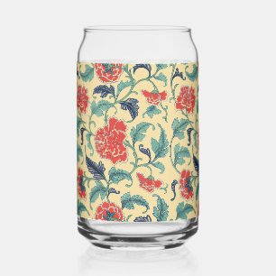 Vintage Art Nouveau Chinese Red Floral Chinoiserie Can Glass