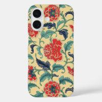 Vintage Art Nouveau Chinese Red Floral Chinoiserie