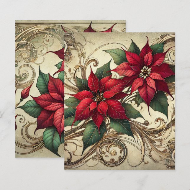 Vintage Art Nouveau Christmas Poinsettia Scrapbook (Front/Back)