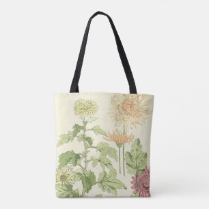 Vintage Art Nouveau, Chrysanthemums in a Garden Tote Bag